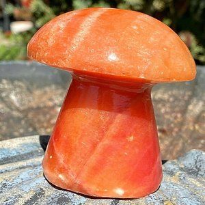 Vintage Orange Stone Mushroom 2.75" x 3" Retro MCM